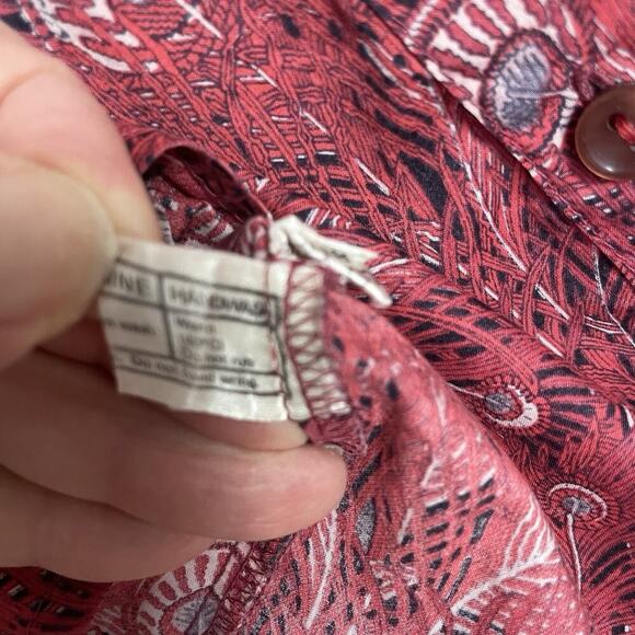Liberty Of London Blouse Shirt UK 10 (Fits US 4) Red Peacock Feather Classic - Picture 10 of 10